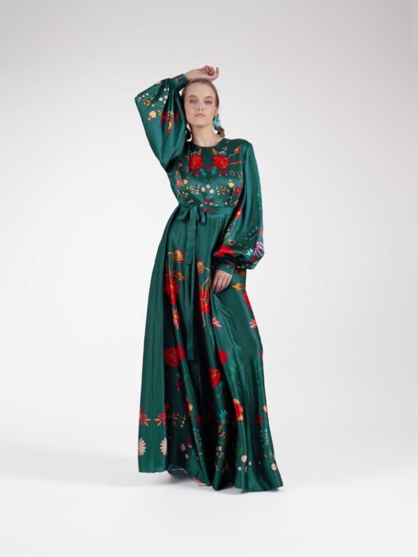 Unimoon Silk Dress with Sleeves - Image 4