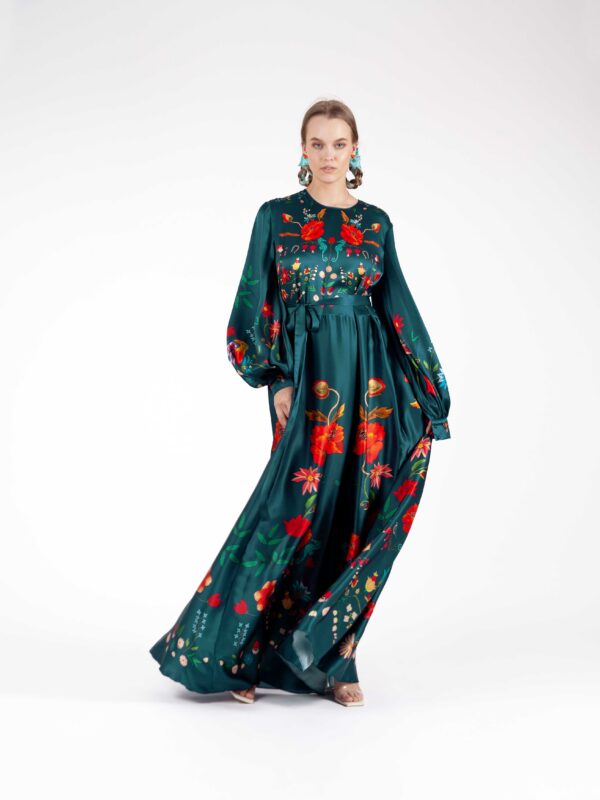 Unimoon Silk Dress with Sleeves - Image 3