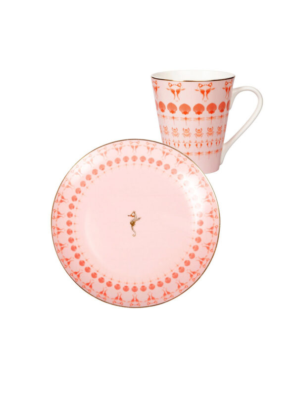 Sun King väike taldrik ja kruus roosa-punane